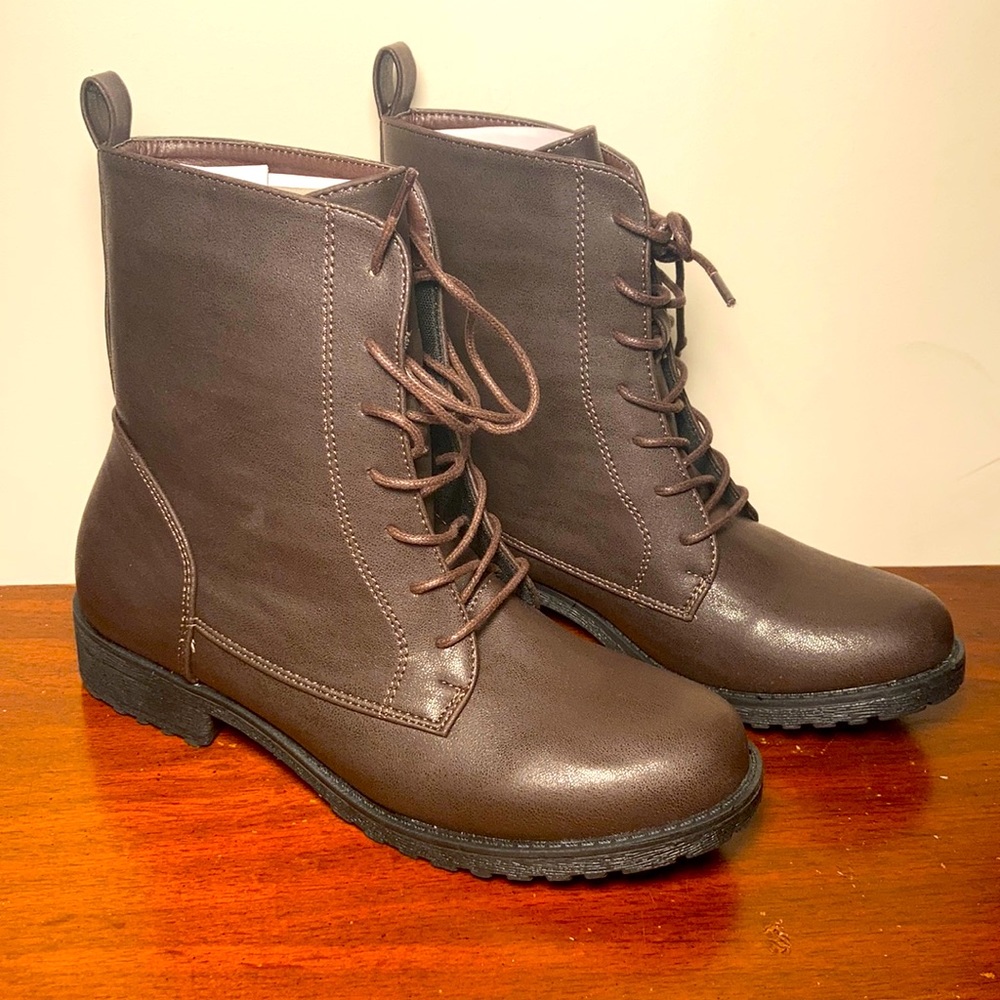 Cute brown combat boots
